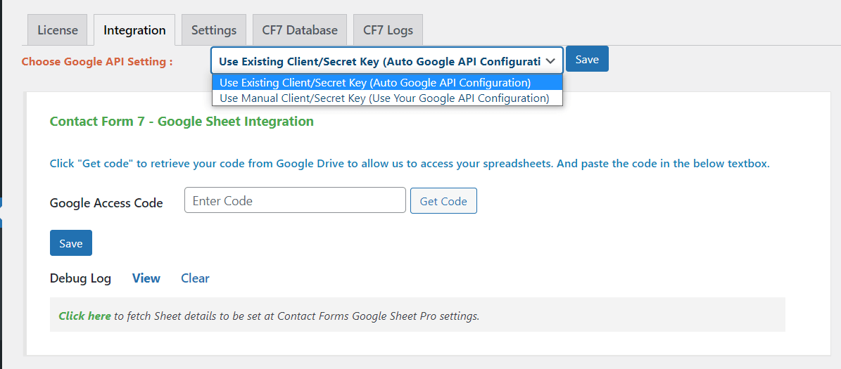 Use Existing Client/Secret Key (Auto Google API Configuration)