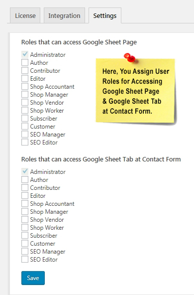 CF7 Google sheet connector User_Role