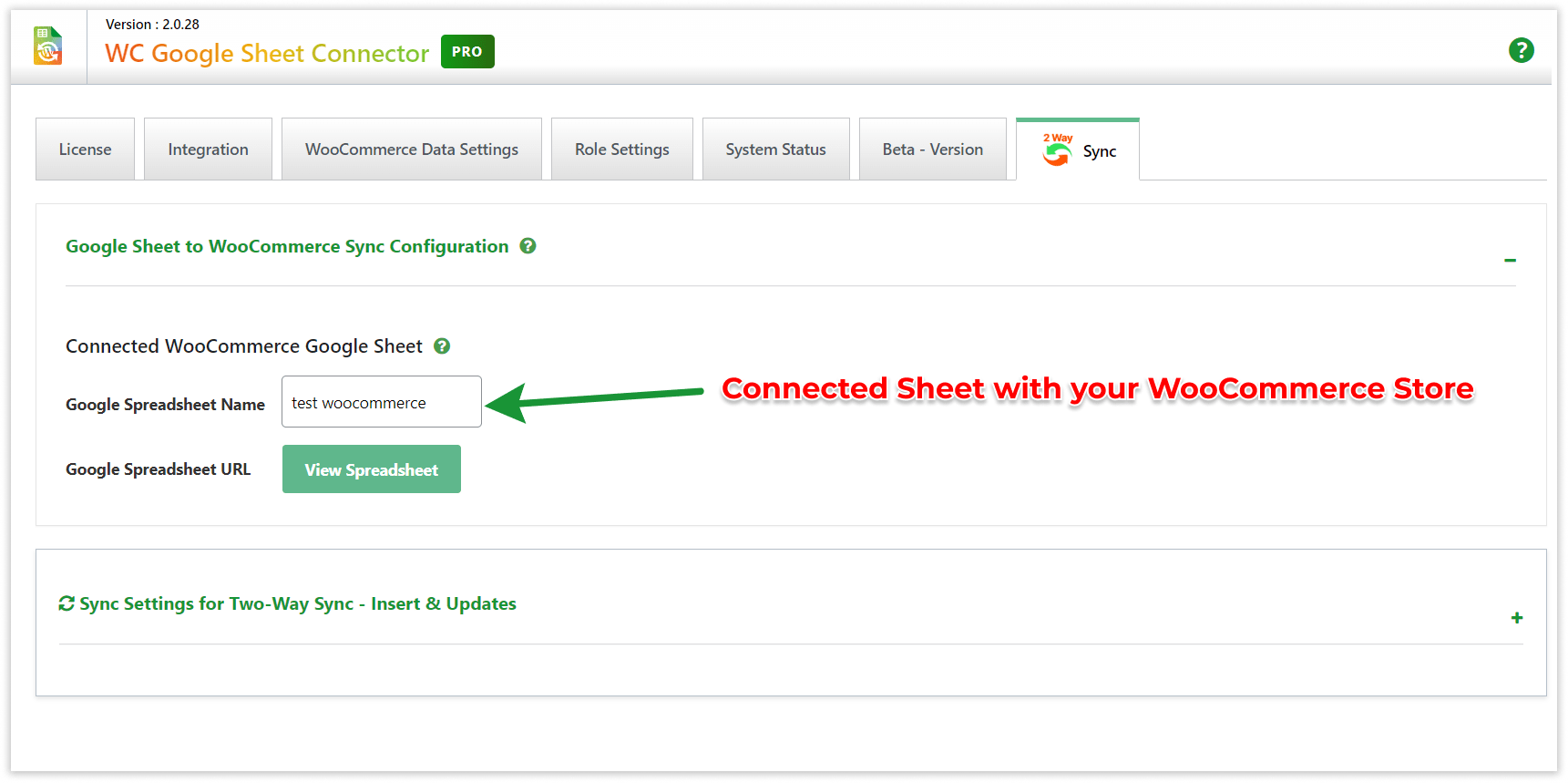WooCommerce GSheetConnector - 2 Way Sync - Connected Sheet
