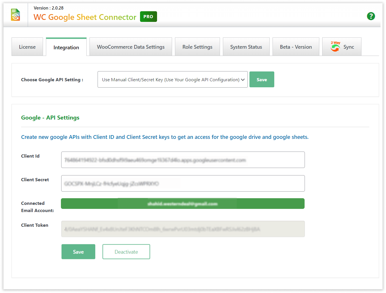 WooCommerce GSheetConnector - Account Connected Manual Method