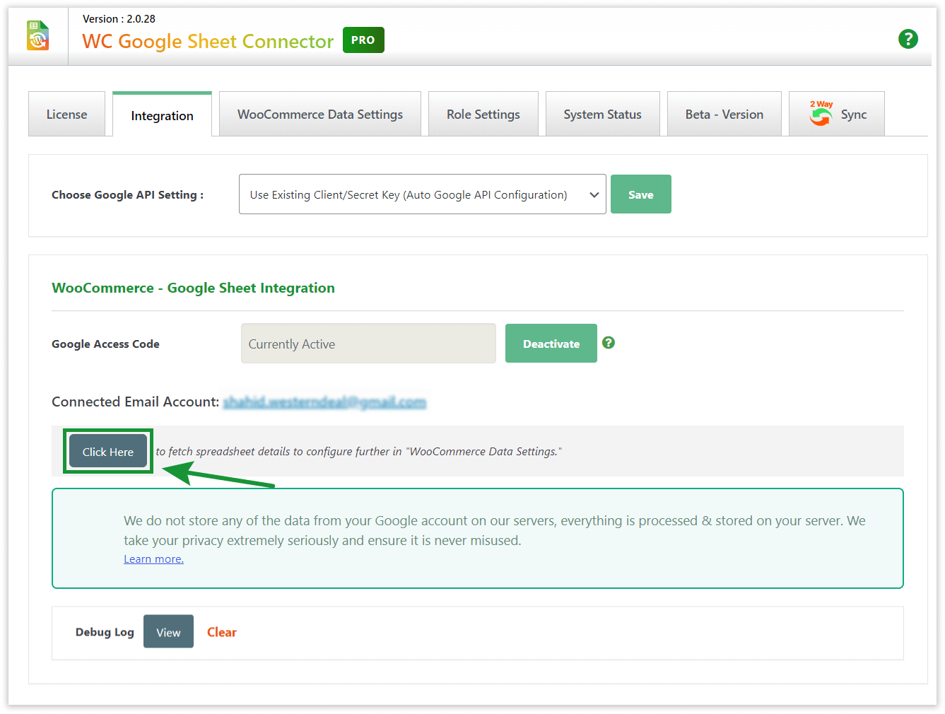 WooCommerce GSheetConnector - Fetch Sheets