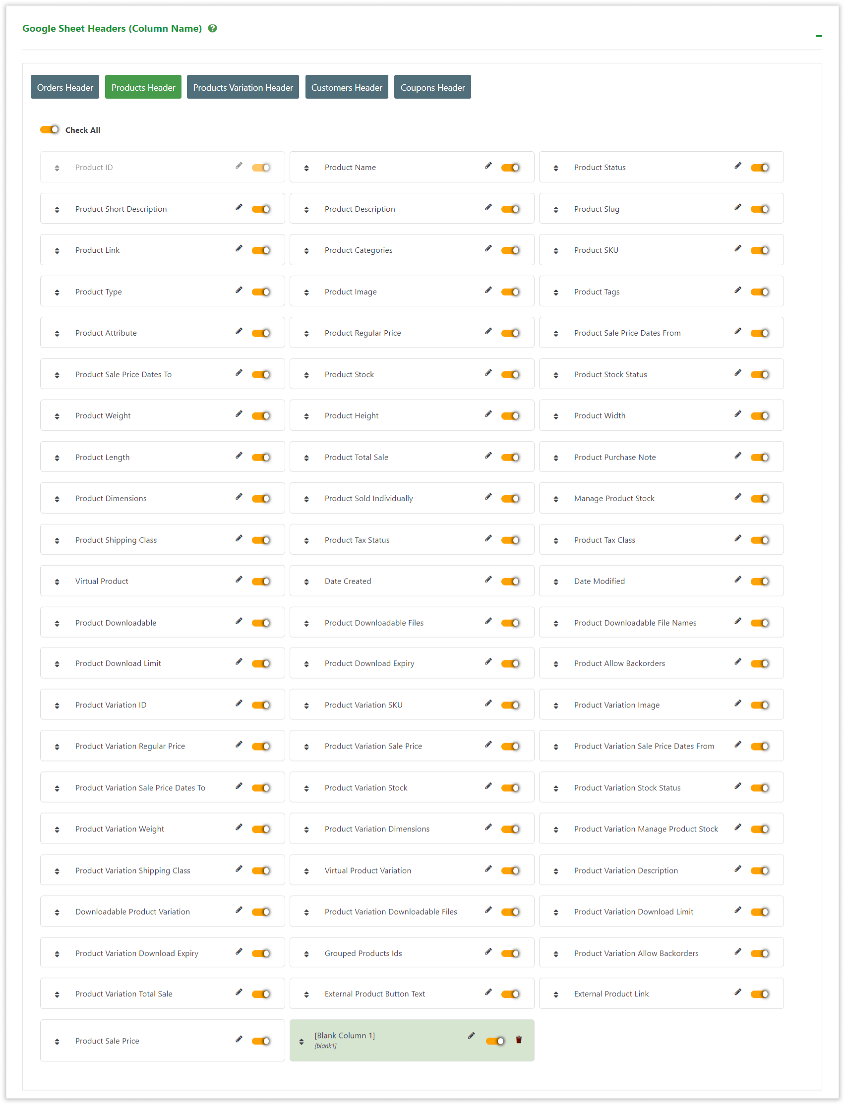 WooCommerce GSheetConnector - Google Sheet Product's Header