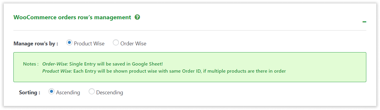 WooCommerce GSheetConnector - Order's Row Management