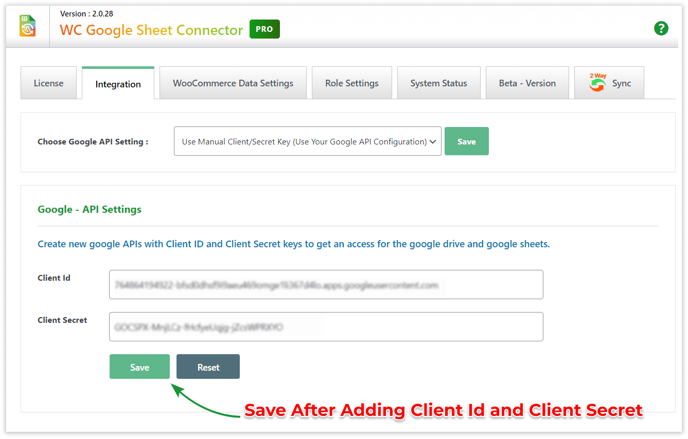 WooCommerce GSheetConnector - Save Client Id