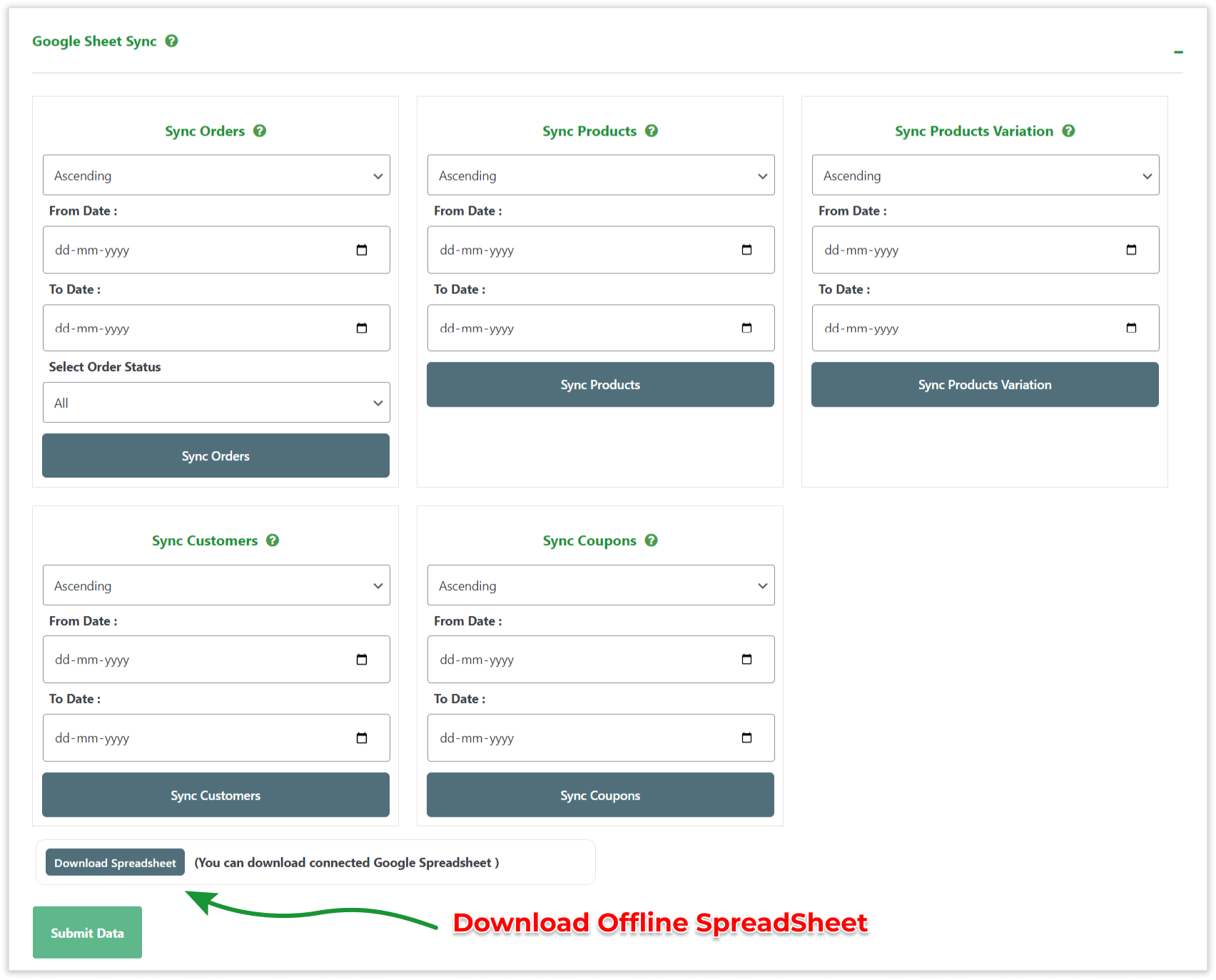 WooCommerce GSheetConnector - Sync Setting