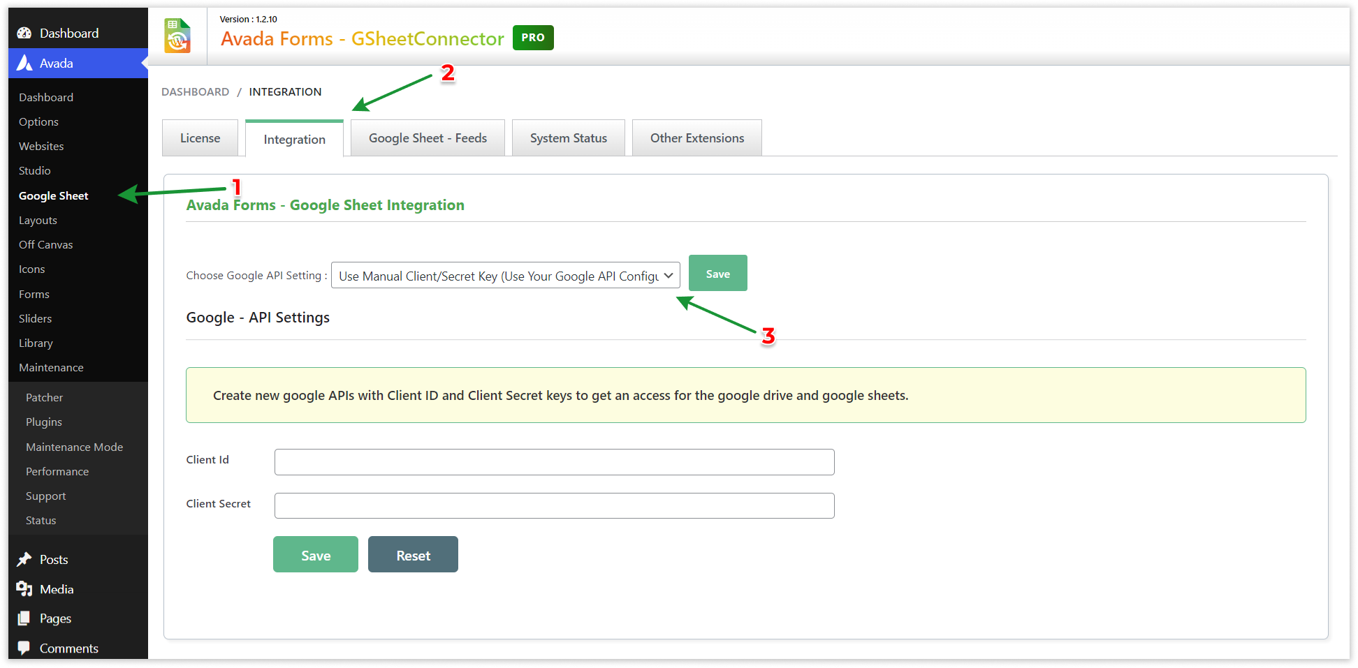 Avada GSheetConnector - Manual Integration