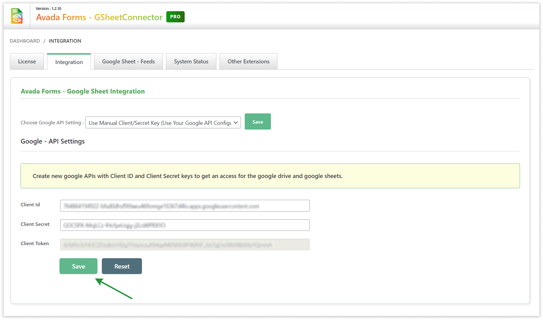 Avada GSheetConnector - Save Authencation COde