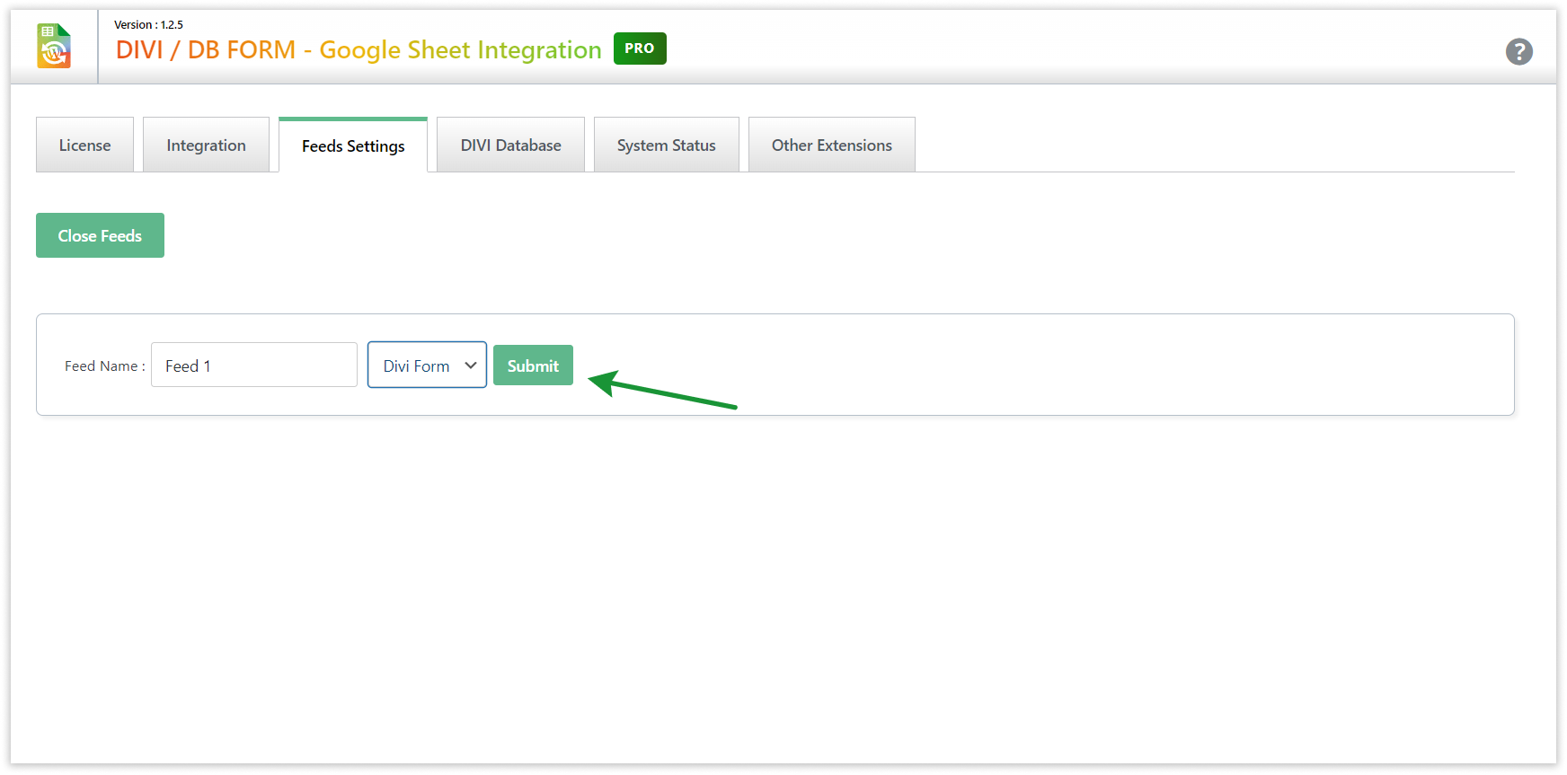 Divi GSheetConnector - Add Feed Name - Select Form