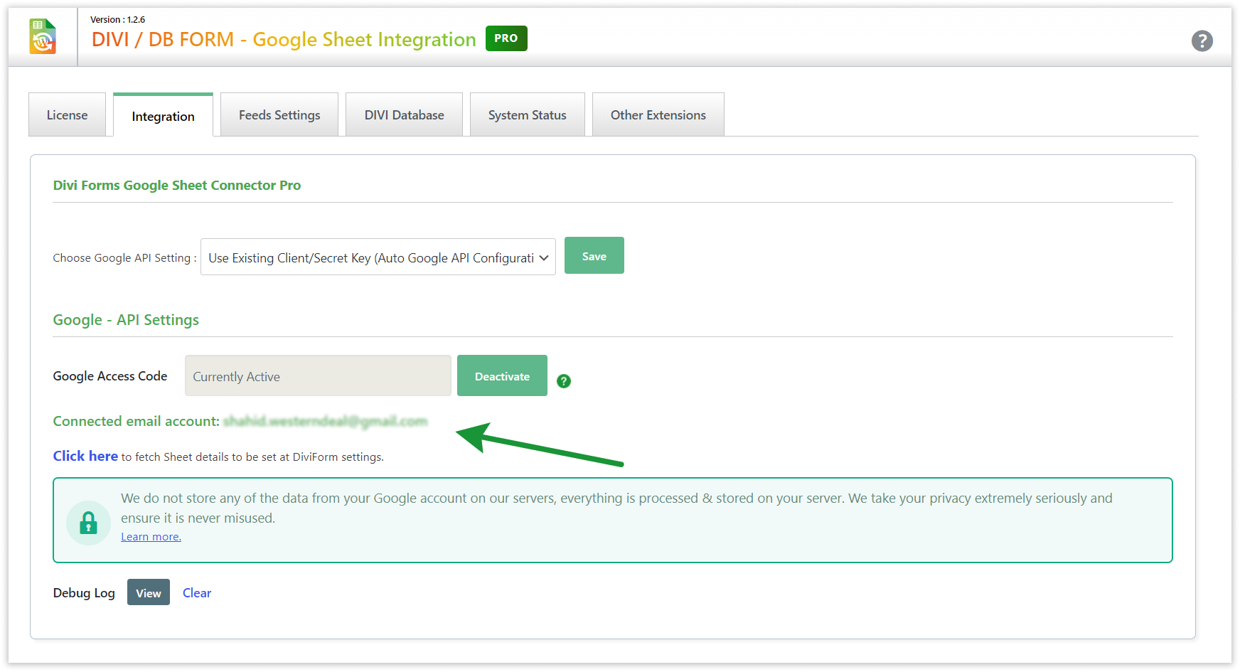 Divi GSheetConnector - Automatic Integration Completed