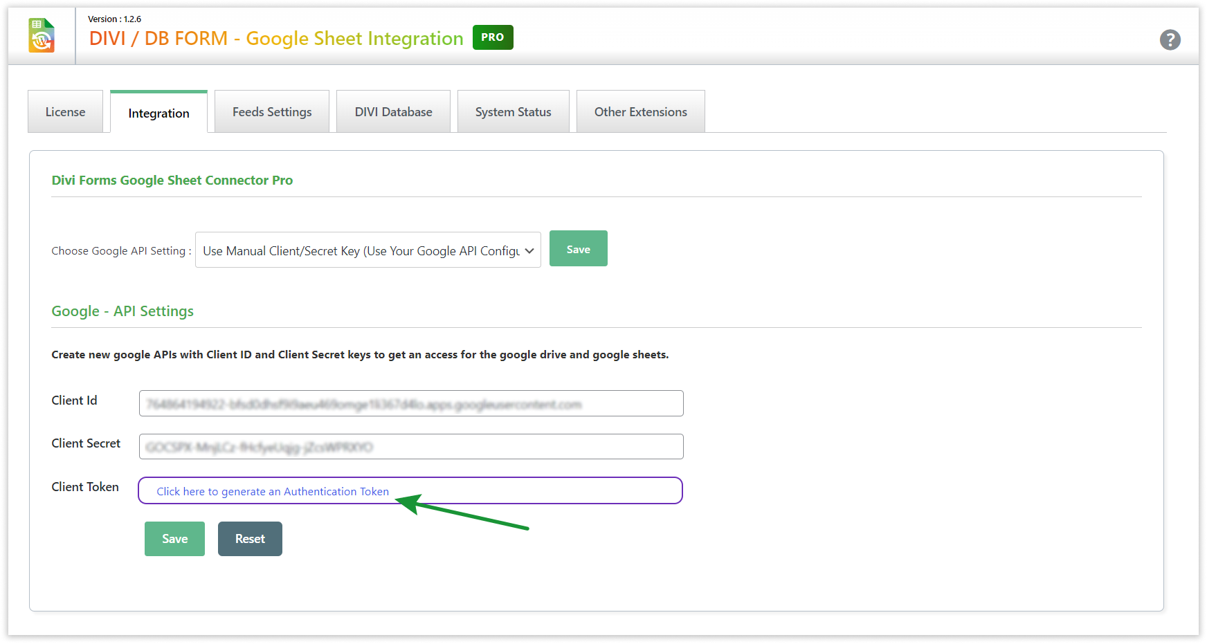 Divi GSheetConnector - Click to Get Authentication Code