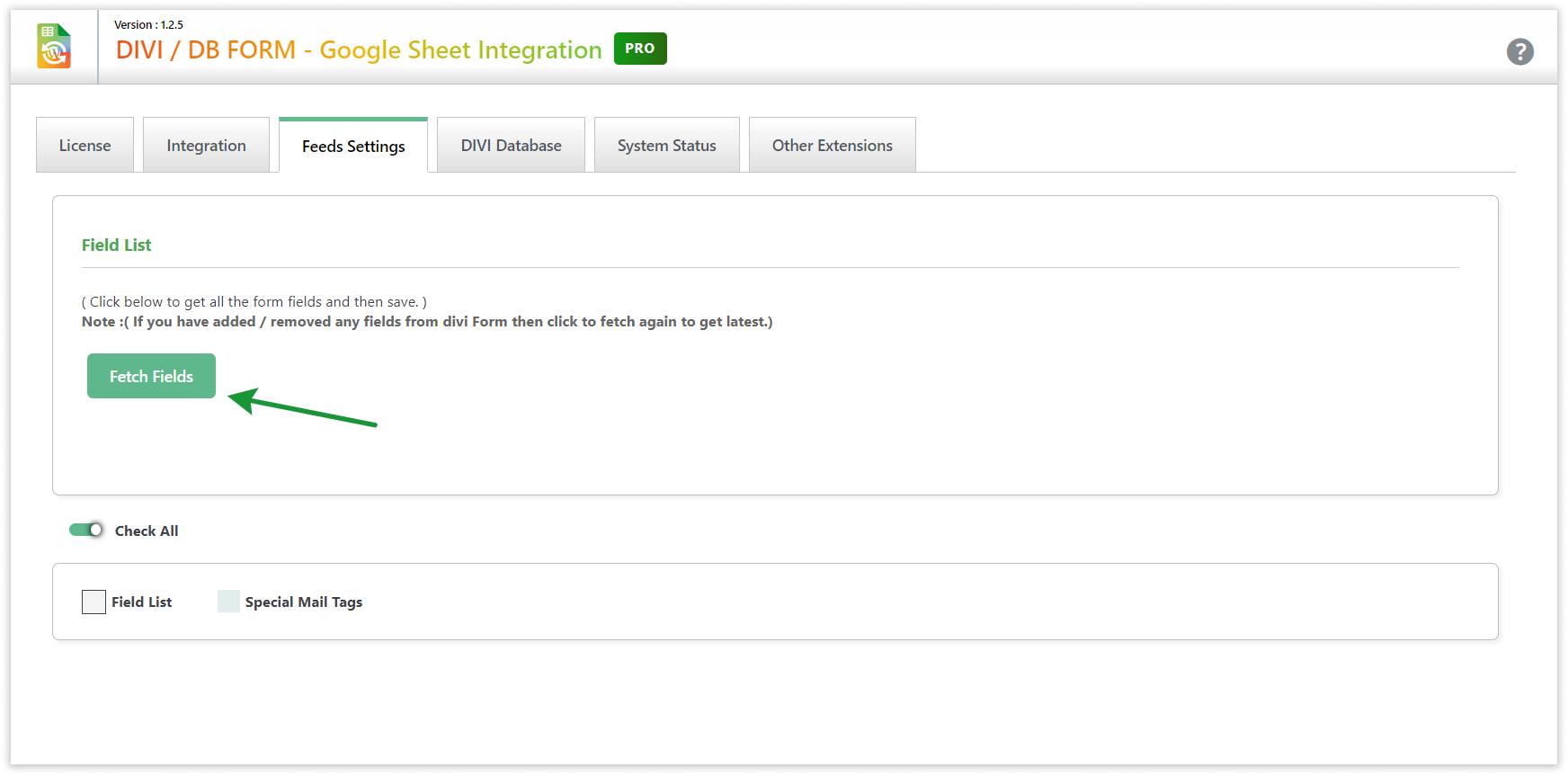 Divi GSheetConnector - Fetch Fields