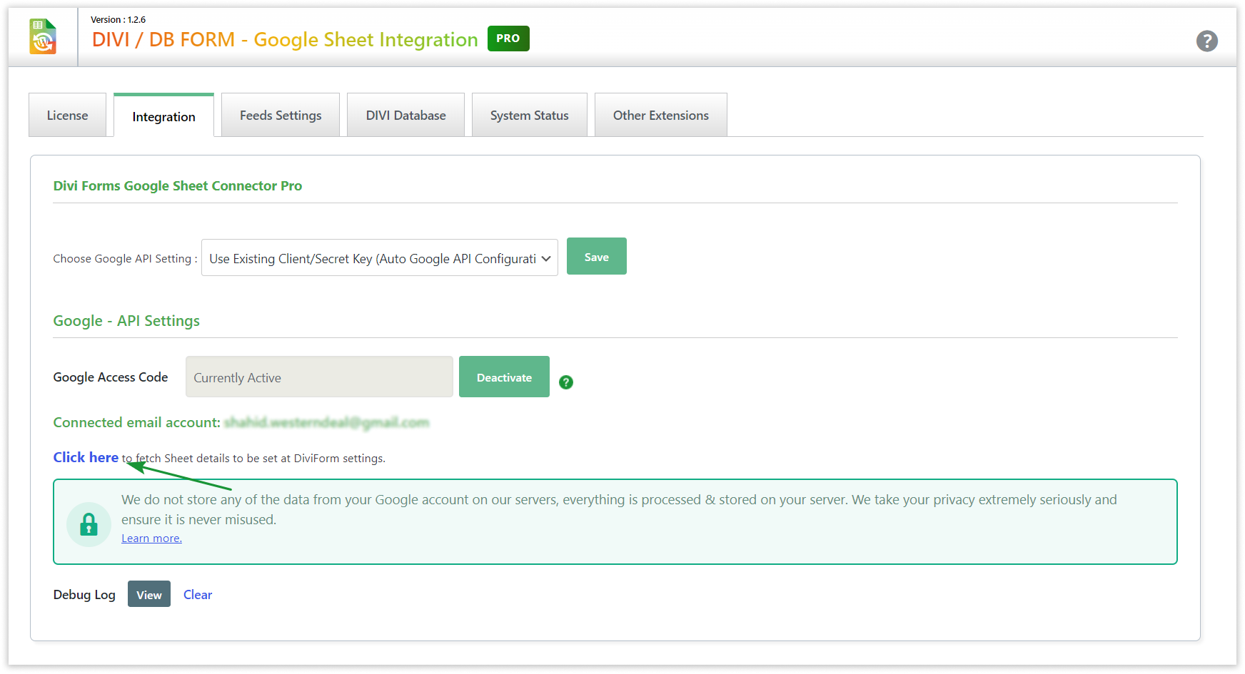 Divi GSheetConnector - Fetch Sheets