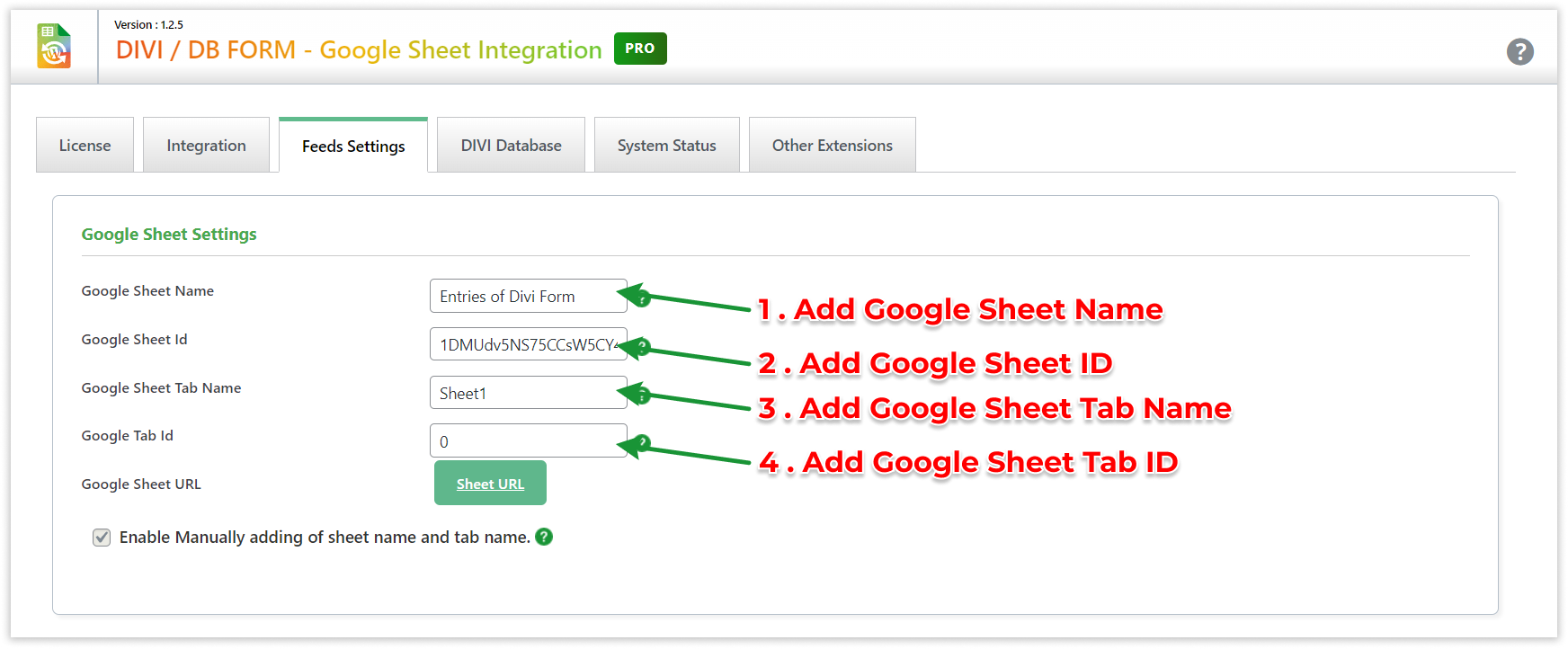 Divi GSheetConnector - Manually Add Google Sheet Details