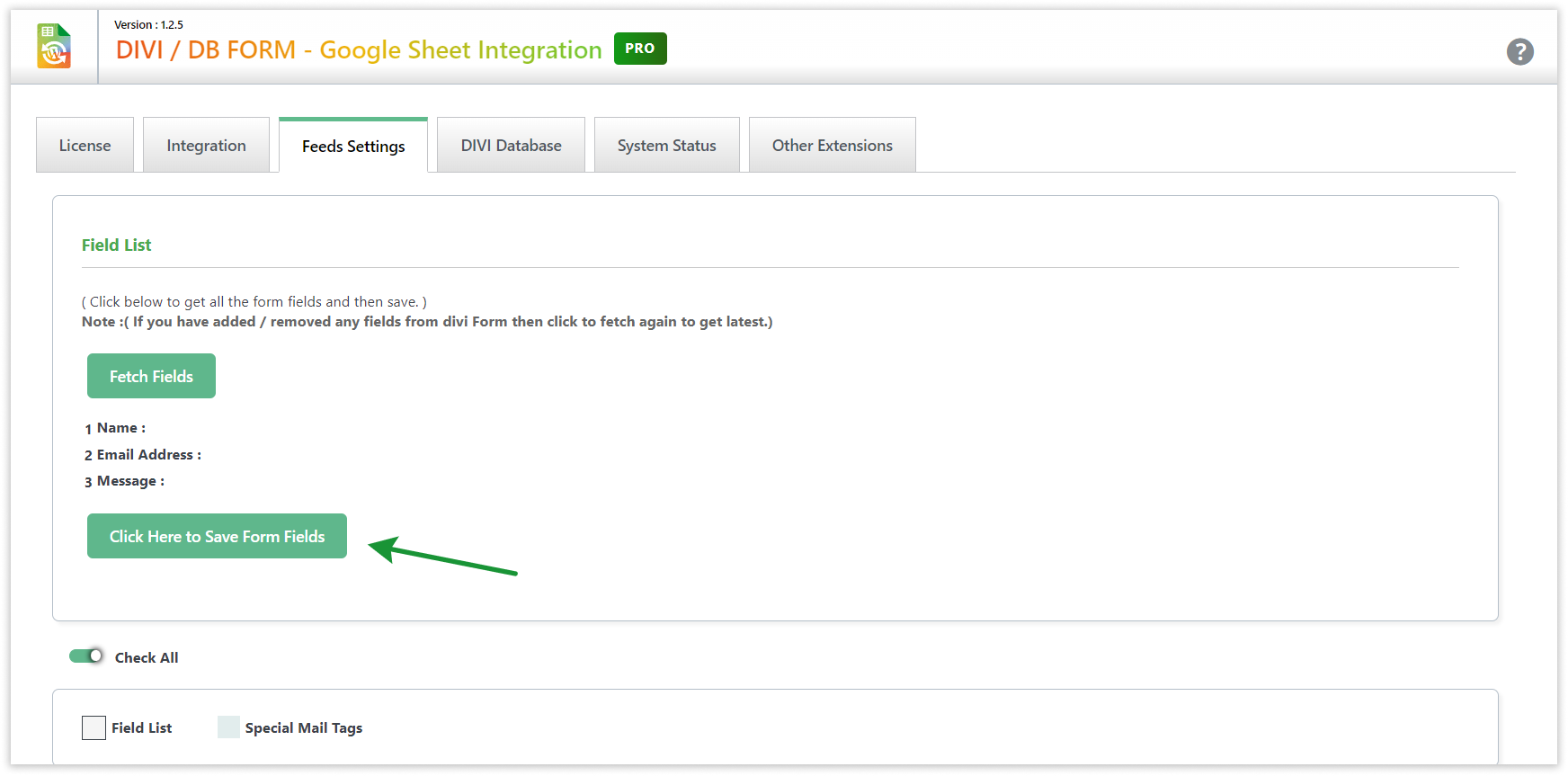 Divi GSheetConnector - Save Form Fields