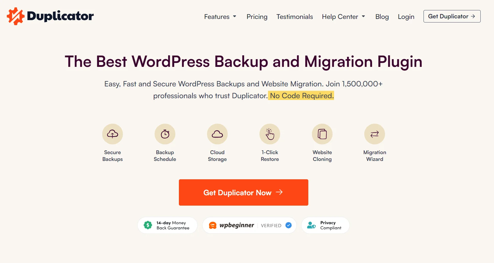 Duplicator migration plugin