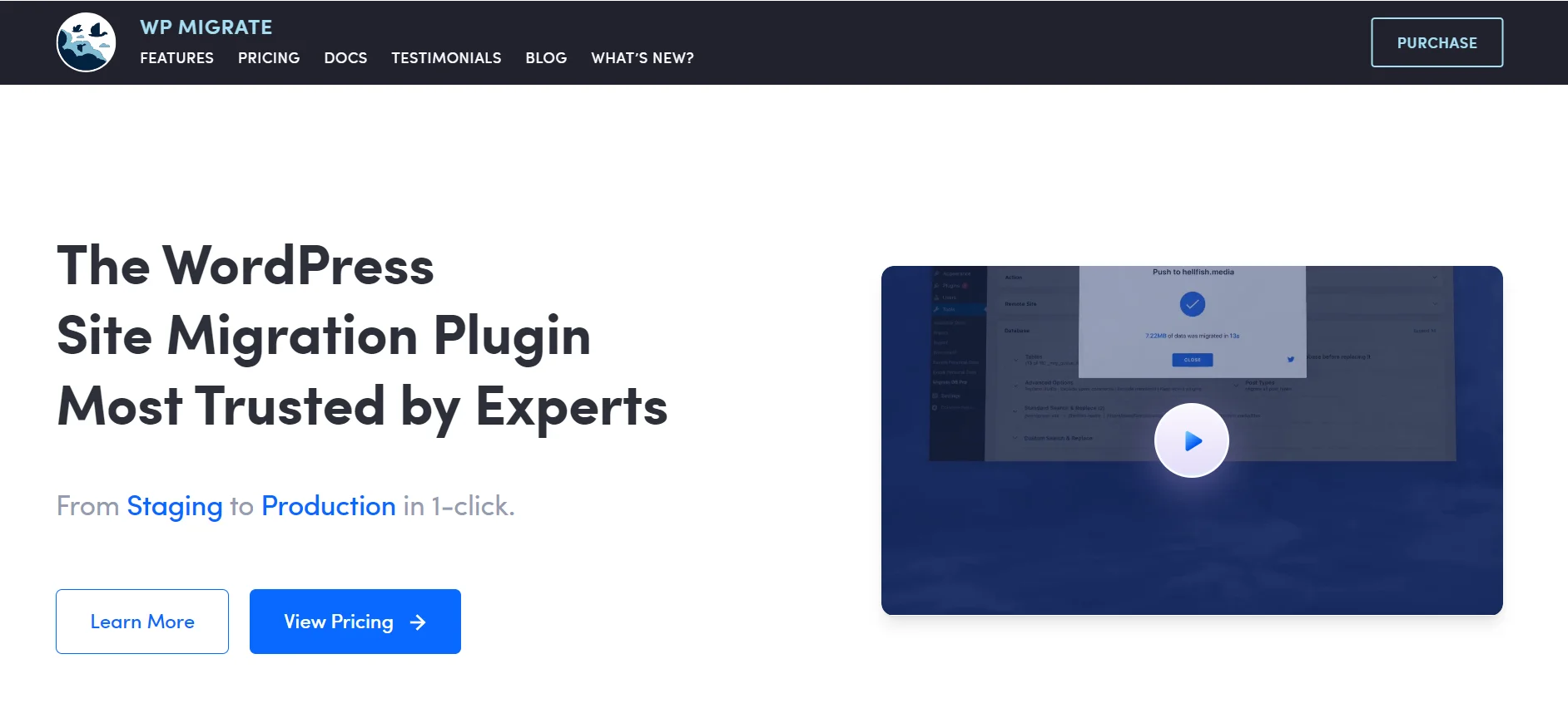 WP Migrate DB landing page