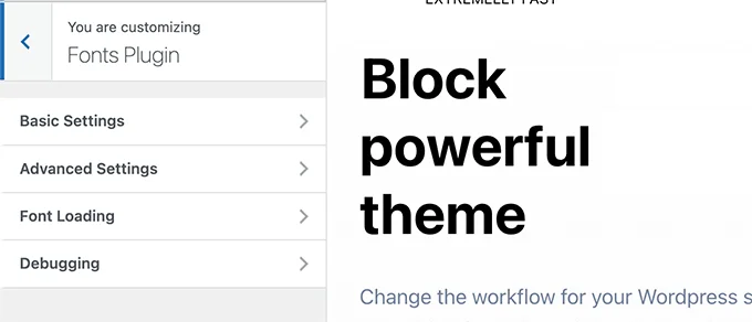 Font settings