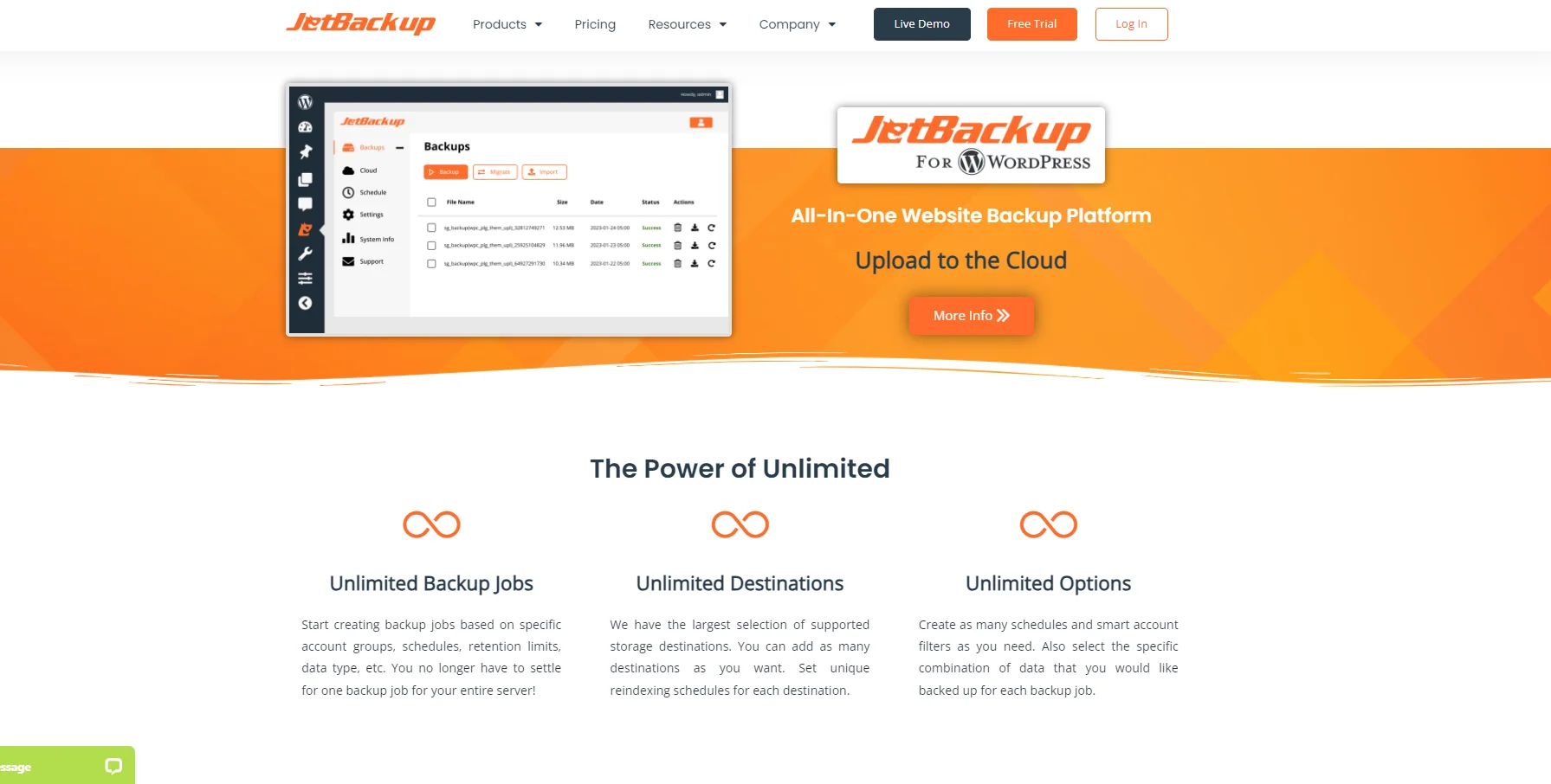 jetbackup landing page