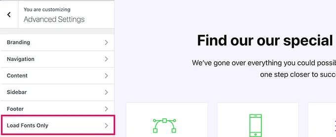 Load fonts only