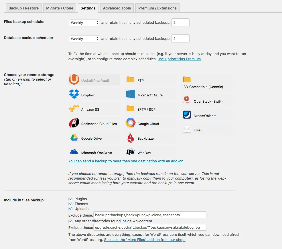 Migration through UpdraftPlus