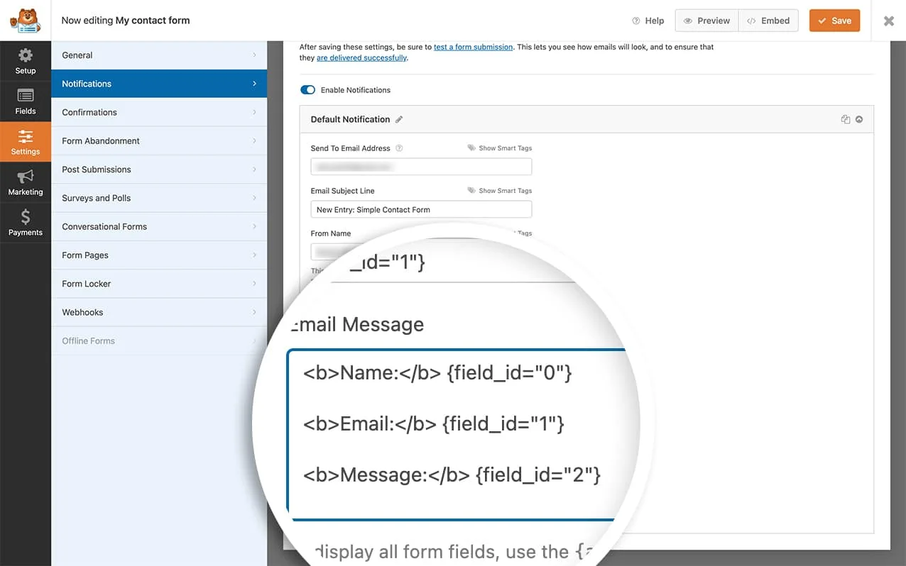 WordPress WPForms Settings