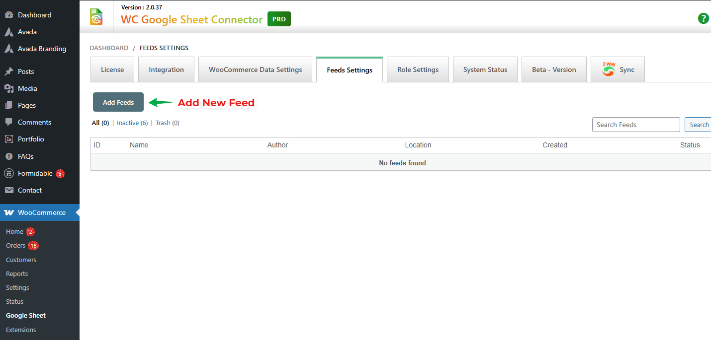 WooCommerce GSheetConnector Add New Feed