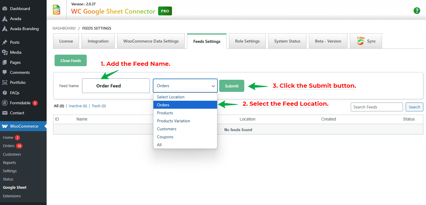WooCommerce GSheetConnector Add New Order Feed