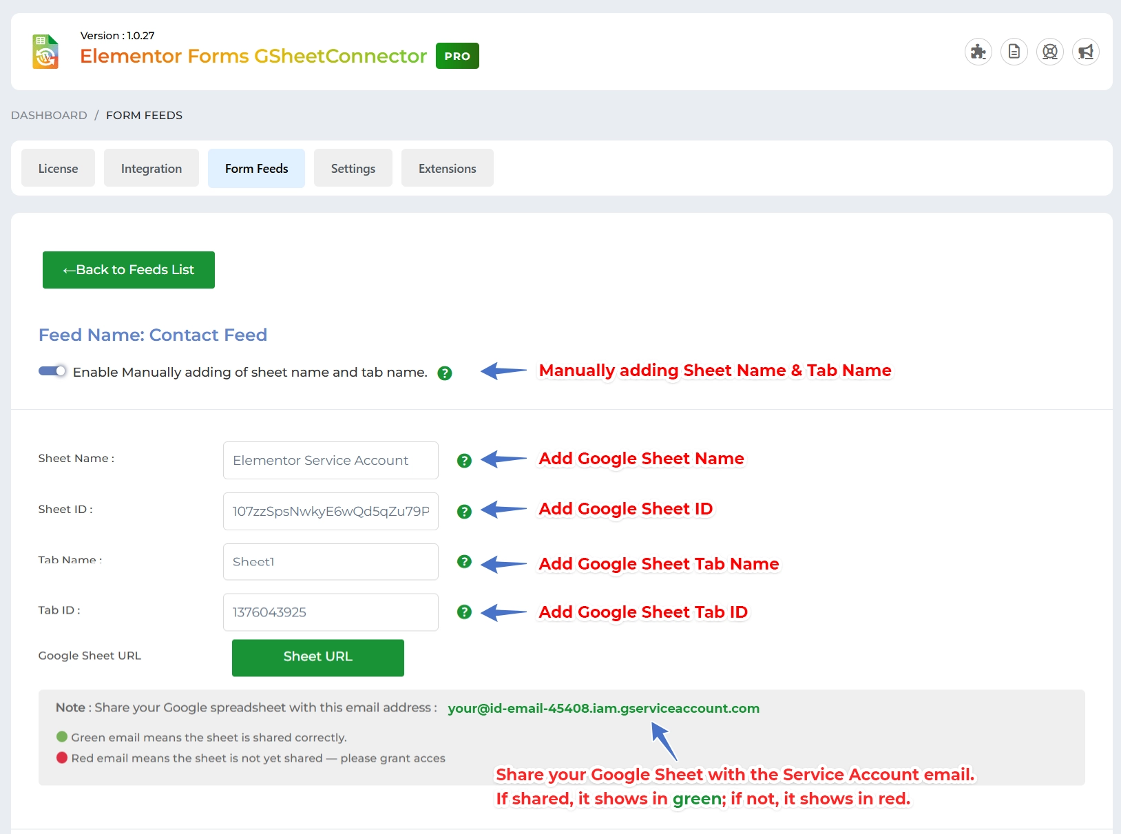 Google Sheet Connector Elementor Form - Manual Setting