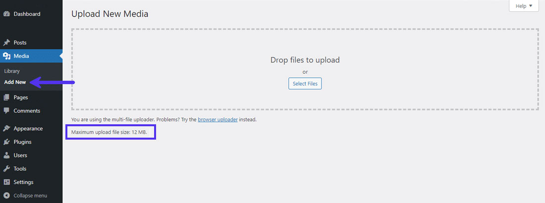 upload_max_filesize error WordPress