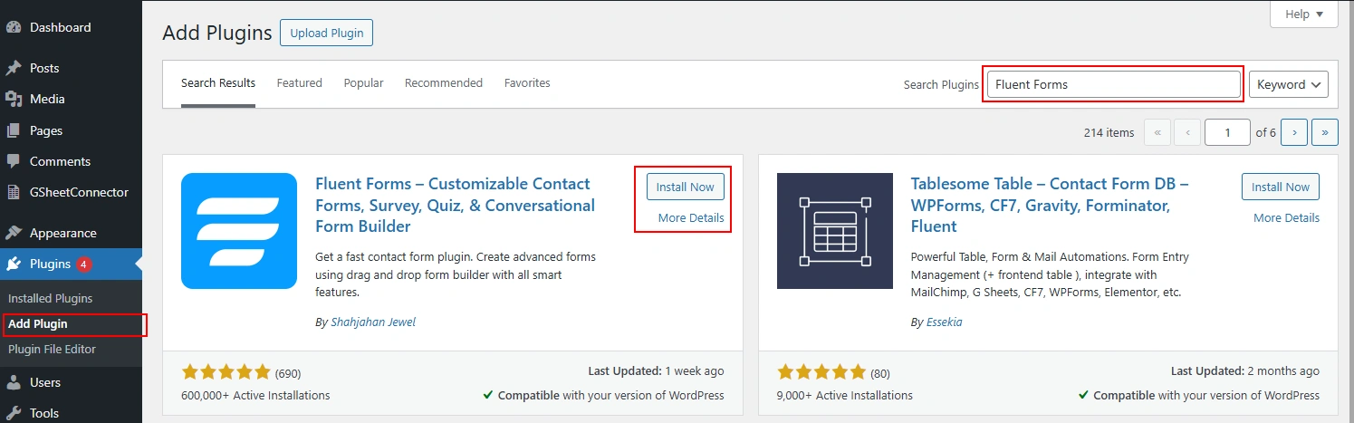 Fluent Form Plugin Installation