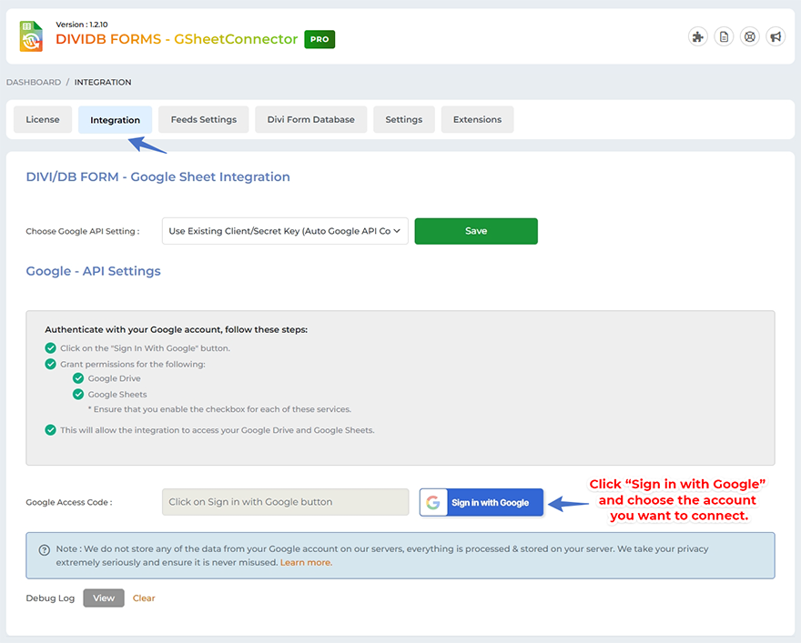 Integration With Google (Existing-Method)