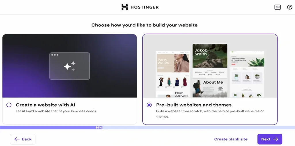 One-click WordPress installation on Hostinger