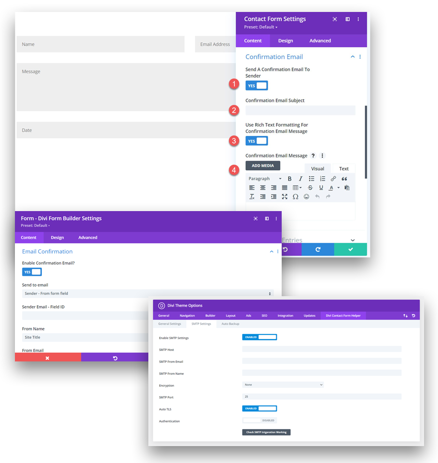Configure Email Settings for divi