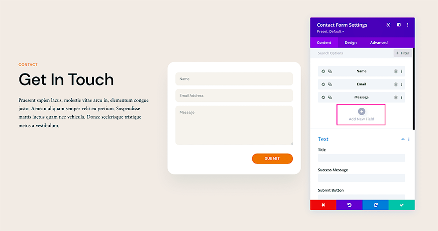 Add the Contact Form Module - Divi