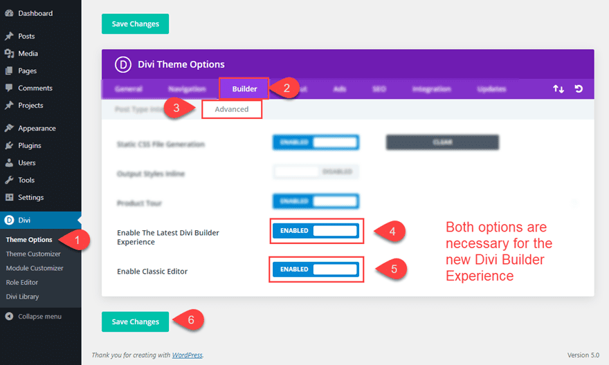 How to Activate the New Divi Builder on the backend with WordPress