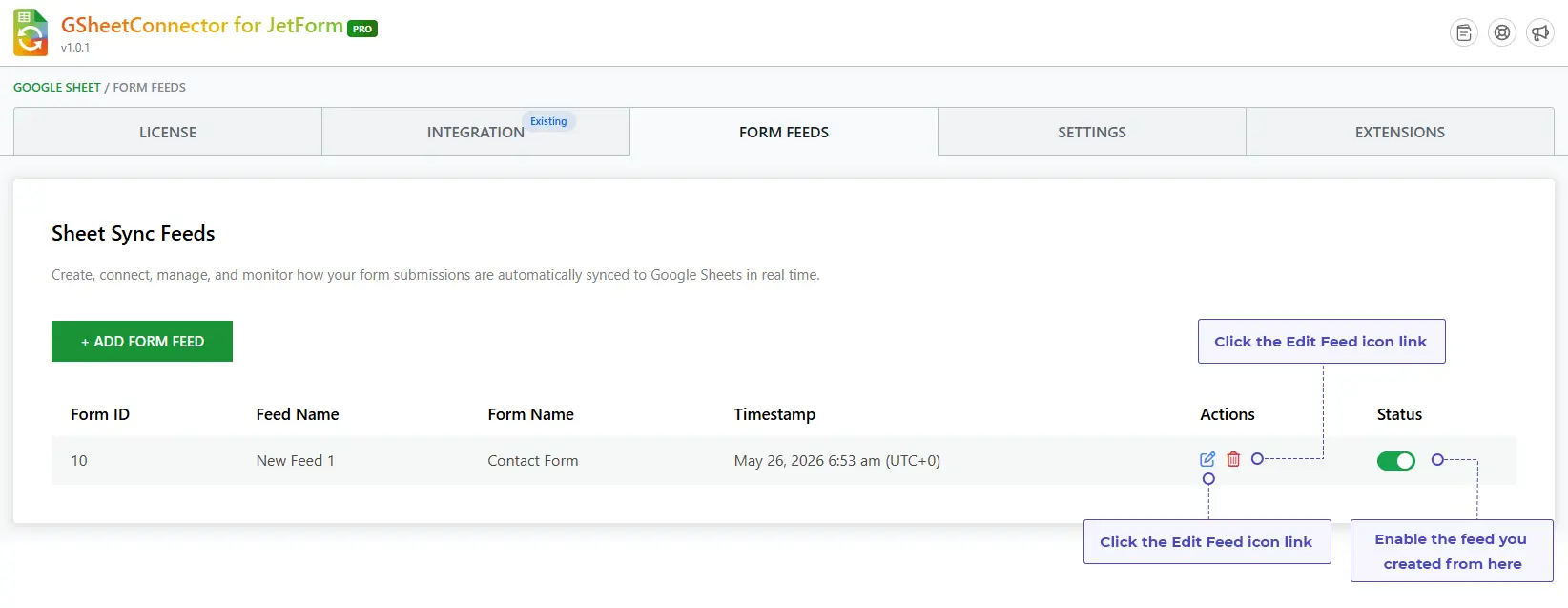 Edit Feed Settings
