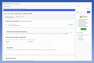 CF7 Single Sheet Connection Settings