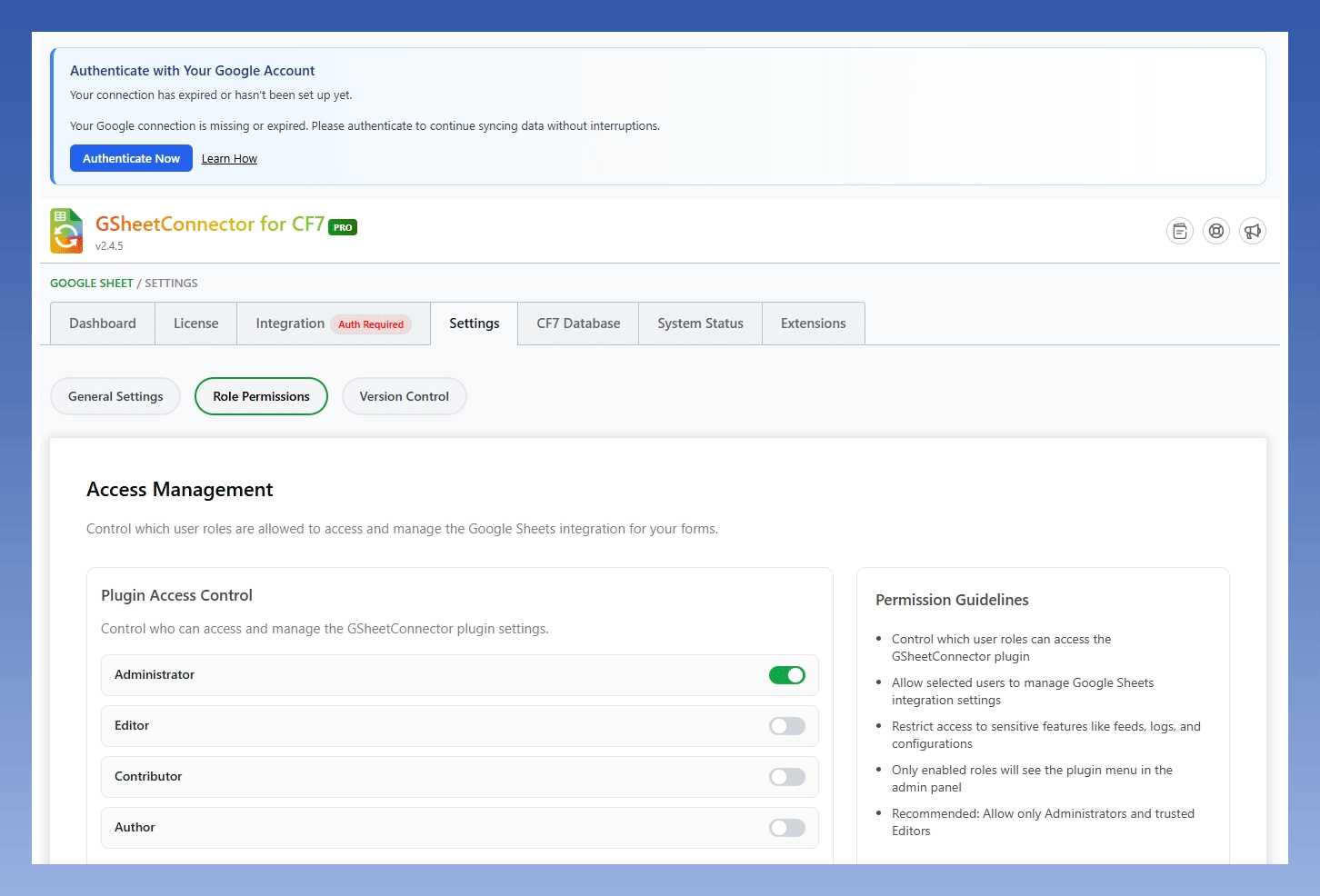 Access Management Settings