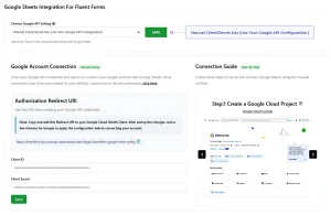 Manual Google Sheets configuration for Fluent Forms