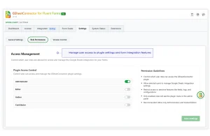 GSheetConnector role permissions and access management