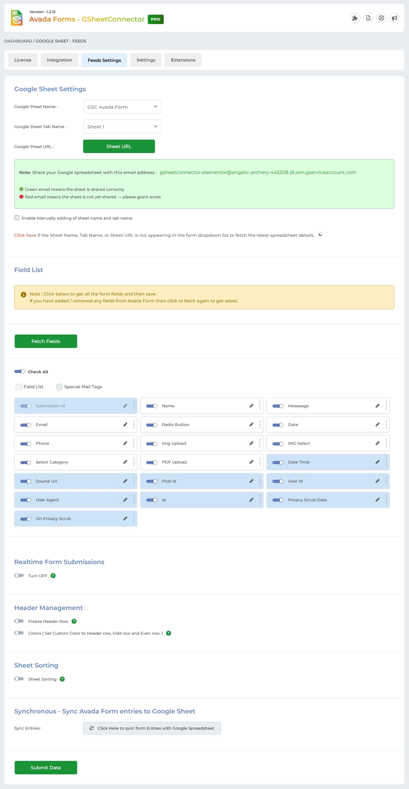 Service Account Setting Pro Version – Google Sheet Connector Google Sheet Connector Elementor Form - Google Sheet Settings – (Auto Settings)