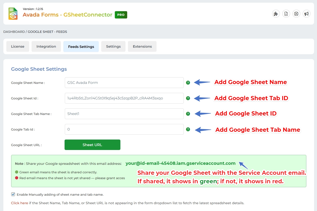 Service Account Setting Pro Version – Google Sheet Connector Google Sheet Connector Elementor Form - Google Sheet feed Entry