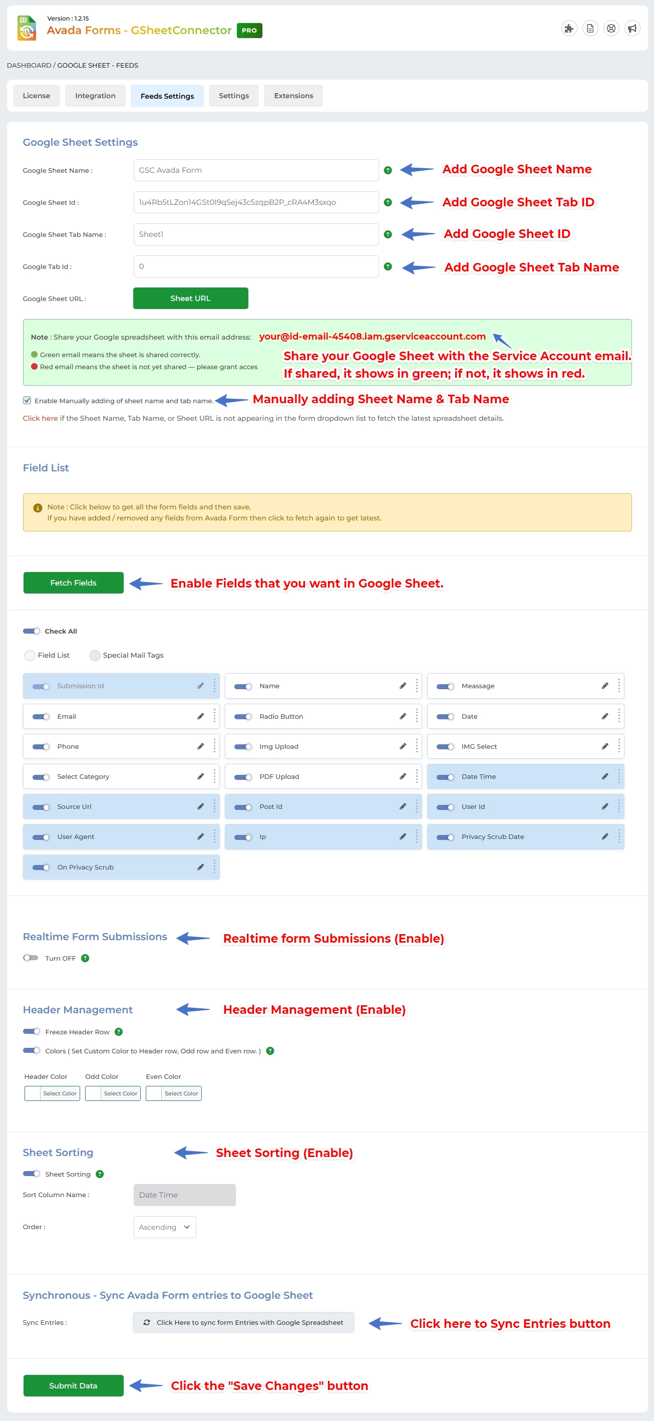 Service Account Setting Pro Version – Google Sheet Connector Google Sheet Connector Elementor Form - Manual Setting