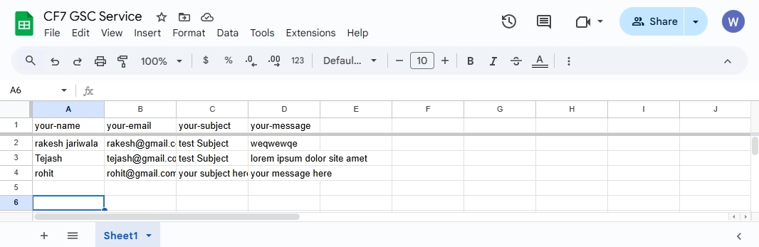 Service Account Setting Pro Version – Google Sheet Connector CF7 Google Sheet Connector Pro Service Account Setup - Feed entry example