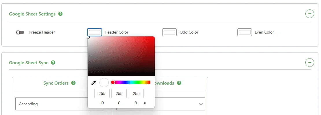 EDD Google Sheet Connector Plugin Settings