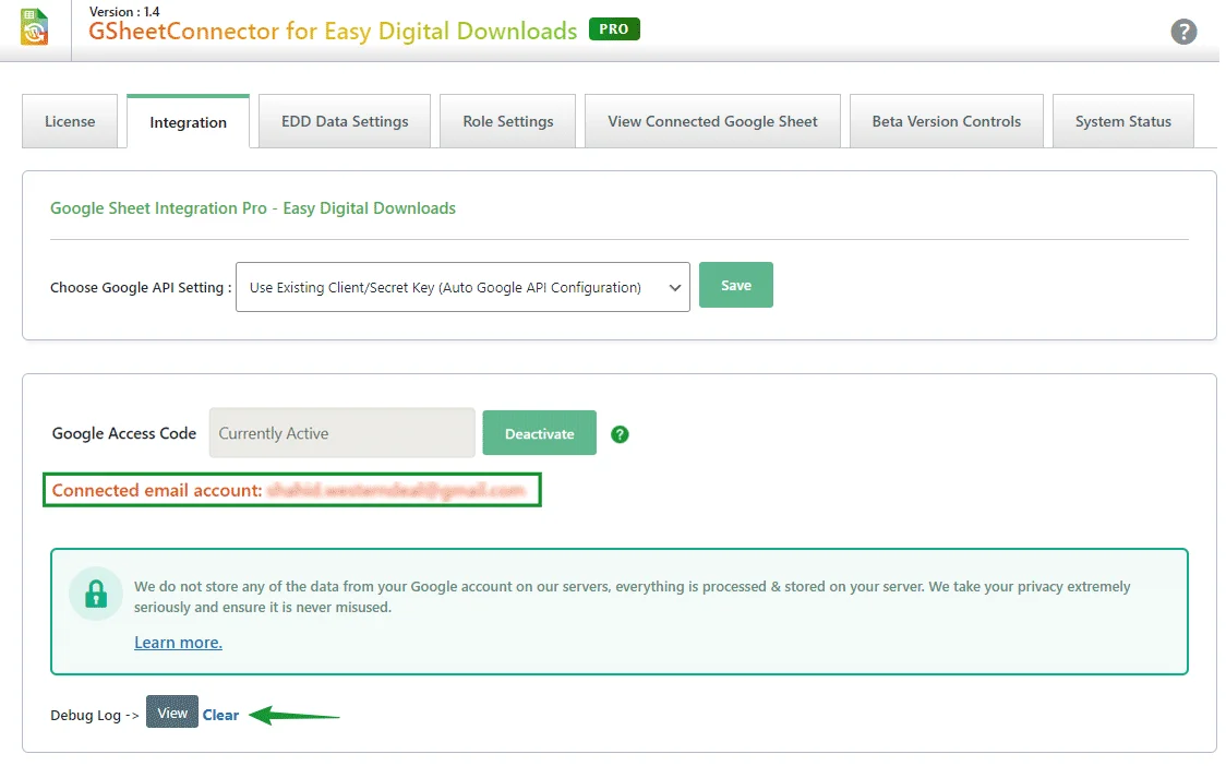 Easy Digital Downloads Google Sheet Integration license key