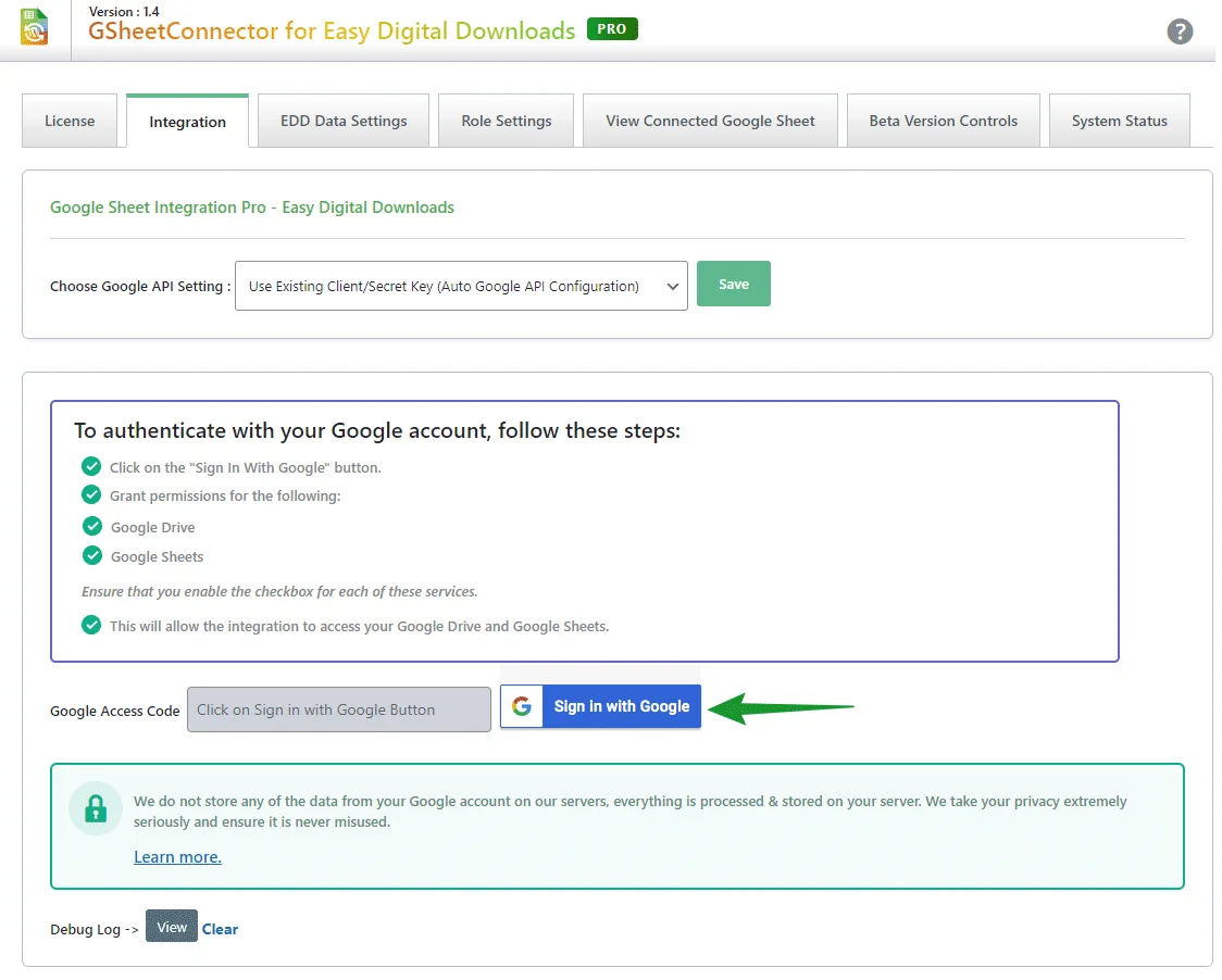 Easy Digital Downloads Google Sheet Integration license key
