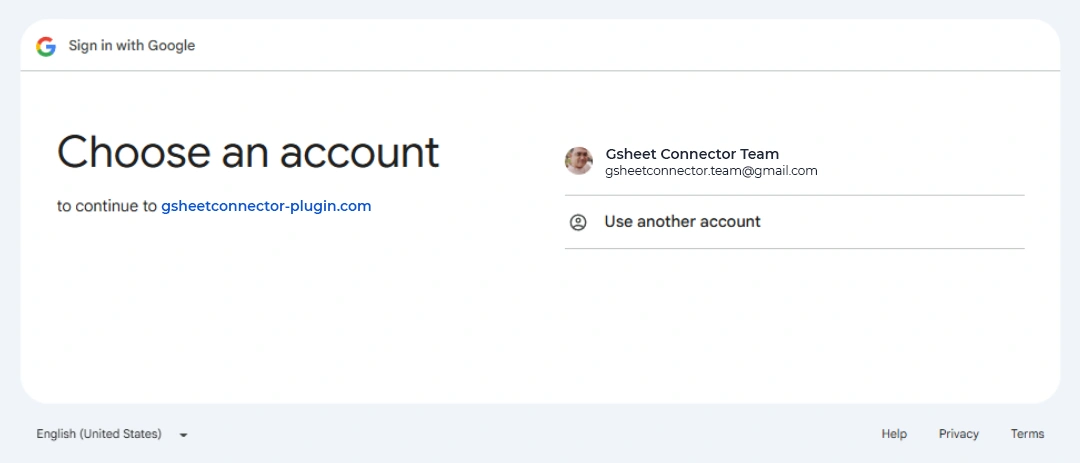 Google Sign-In page displaying the Gmail account login screen for authentication