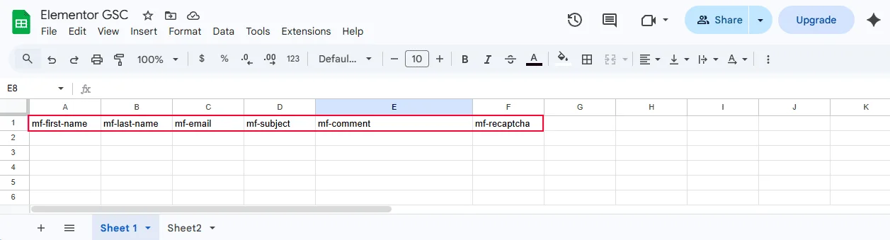 Elementor Google Sheet - Feed Setting