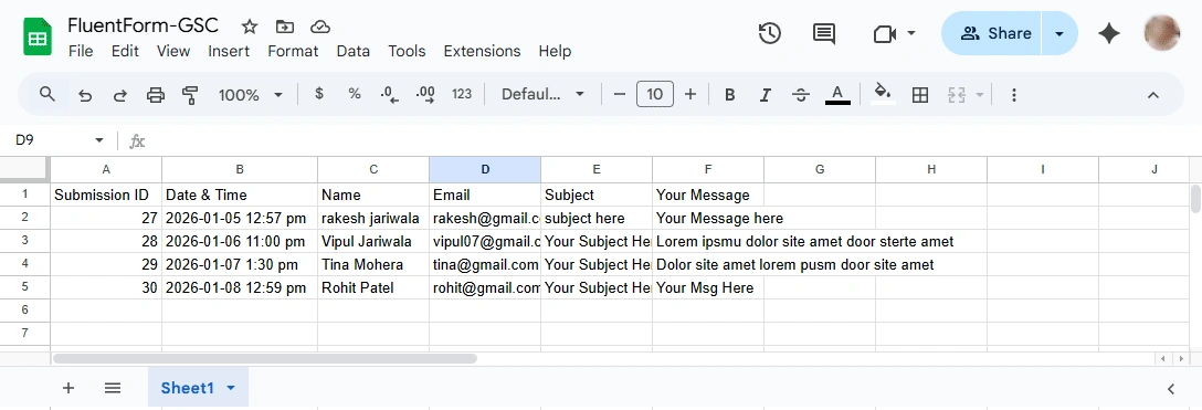 Forminator Google Sheets Integration feed settings